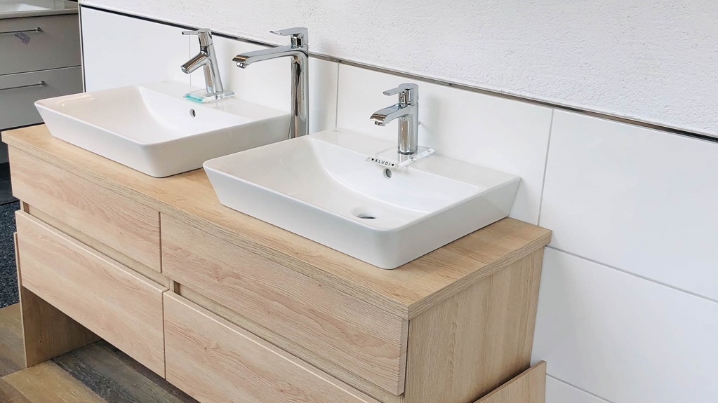Doppelwaschtisch Ausstellung Bäder Bad-Design Müller + Zaunick